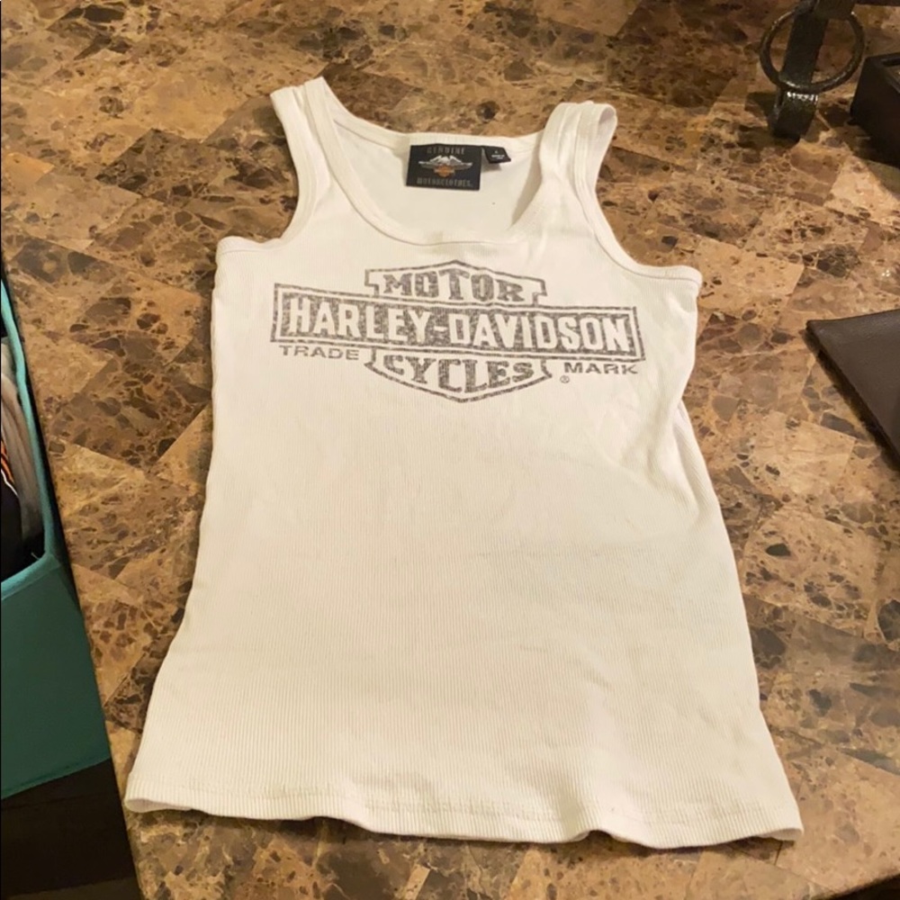 All white Harley Davidson tank